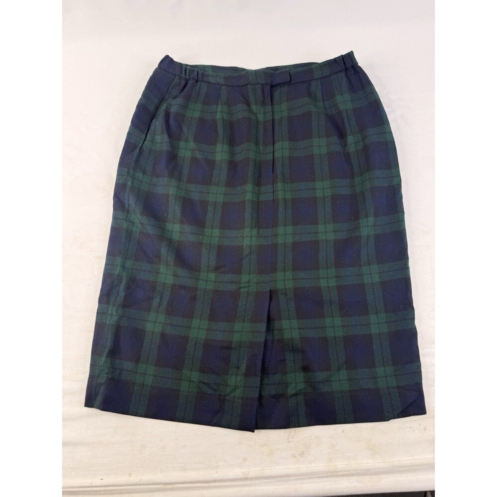 WOODSTOCK INTERNATIONAL BY BERNARD WOMANS PLAID WOOL SKIRT - SIZE 14
